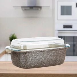 BANQUET sütőtál MARRONE 32x20x11cm, üvegfedővel 40051825-A