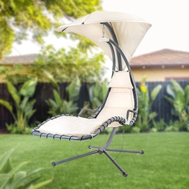 HAPPY GREEN függő hintafotel SANREMO 200 x 125 x 195 cm állvánnyal bézs 50329000