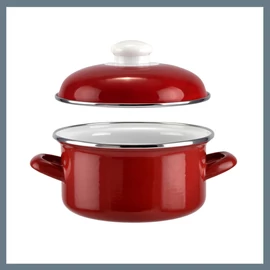 Perfect Home Piros Zománcozott Lábas fedővel 16 cm 14209