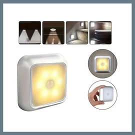 Öntapadós LED éjszakai lámpa mozgásérzékelővel - meleg fehér 27413