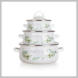 Banquet Zománcozott edénykészlet olajbogyó mintával, 6 db 13700991