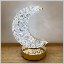 Kristály félhold alakú RGB LED lámpa 14 x 18 cm PC-8208