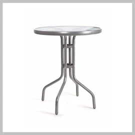 HAPPY GREEN Fém asztal üveglappal, 60 cm, szürke 50XG4027S