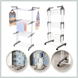 XXL összecsukható függőleges ruhaszárító, fehér-szürke, álló kivitel SU02