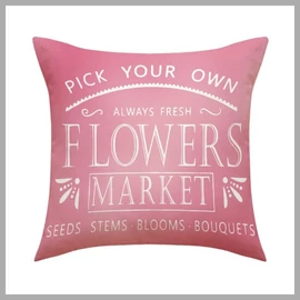Párnahuzat 45 x 45 cm, FLOWERS MARKET felirattal POD159
