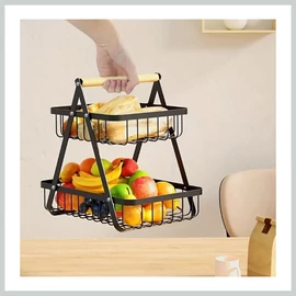 Kétszintes fém tárolókosár – konyhai és otthoni rendszerező 39434986k