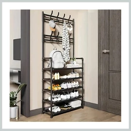 5 szintes cipőtartó állvány akasztókkal fekete 48003502f5