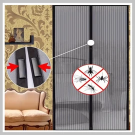 Mágneses szúnyogháló ajtóra – 80x210 cm, öntapadós, erős hálós függöny