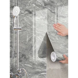 1 Tekercs Vízálló Márványmintás Tapéta, 45x500 cm, Ezüstszürke 35703384-ESZ