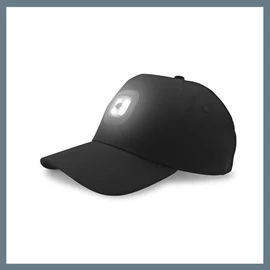 Baseball sapka újratölthető LED lámpával - Fekete SLH6803