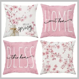 4 db tavaszi mintás díszpárnahuzat 45 x 45 cm cipzáras PN1173418-2