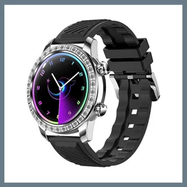 ChronoLux Okosóra ezüst - fekete szilikon és bőr szíjjal holm0671