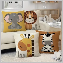 4 darabos rajzfilm állatos díszpárnahuzat gyerekeknek 40 x 40 cm LY419472