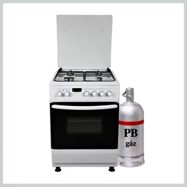 Hunor PB gázpalackos gáz-elektromos, fehér kombi 4 égős gáztűzhely, fémtetővel, 60x60cm (FS6406MAZW LPG)