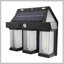 Kültéri napelemes fali lámpa mozgásérzékelővel – 3 LED BK-618-3