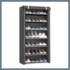 7 szintes cipőtároló szekrény lehajtható takaróval – szürke JY638049-2