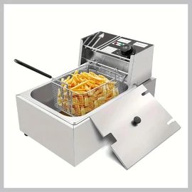 NIRVA 6L Ipari fritőz – Rozsdamentes Acél, Levehető Tartállyal XE1375490
