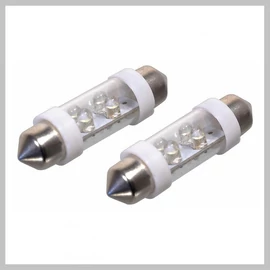 Autós LED izzó 4LED – 12V SV8.5 (11×39 mm) fehér (2 darabos szett) 33725