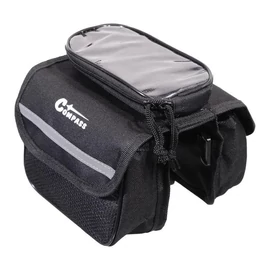 Kétoldalas Vázra Rögzíthető Kerékpártáska Telefontartóval – Fekete 12029