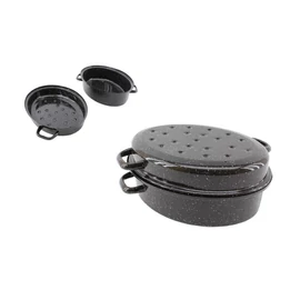Zománcozott ovális tál + tető 34cm 5.5 literes 5999036060629