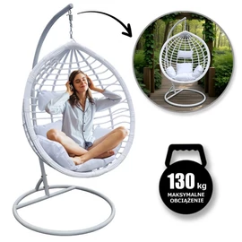 Cocoon függő hintaszék párnákkal, fehér - KR36