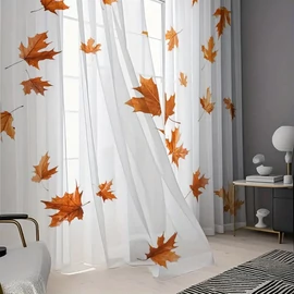Őszi levelekkel díszített fényáteresztő függöny 100x130 FN3625090-13