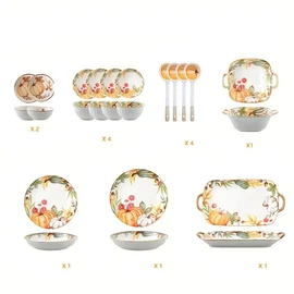 14 darabos Tök Mintás Kerámia Étkező Készlet NF200763-2