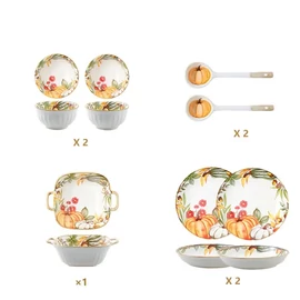 7 darabos Tök Mintás Kerámia Étkező Készlet NF200763