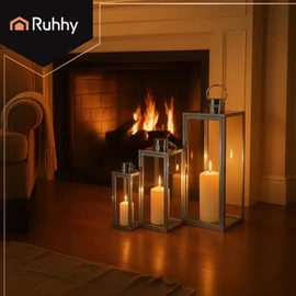 Nagy ezüst üveglámpás szett – RUHHY, 3 darabos készlet 26477