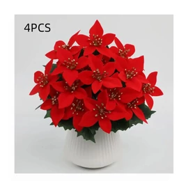 Karácsonyi mű mikulásvirág csokor – 4 db, piros – AQ6149178-2