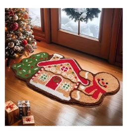 Karácsonyi fürdőszoba szőnyeg – Mézeskalács házikó mintával – 106×56 cm YV471296