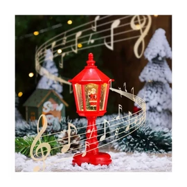 Karácsonyi zenélő és világító lámpás – 21,5 cm, piros – YY394972-2