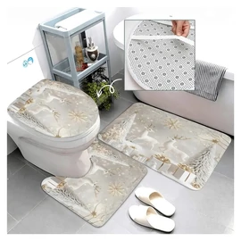 3 részes Karácsonyi fürdőszobai szett – Rénszarvas és fenyő minta YX537828-2