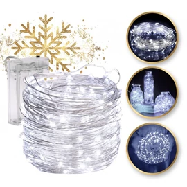 Beltéri karácsonyi LED fényfüzér – 100 LED, hideg fehér LAMP24B