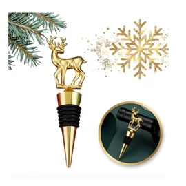 Borosüveg dugó – Arany szarvas motívummal (3 × 11,4 cm) AB04