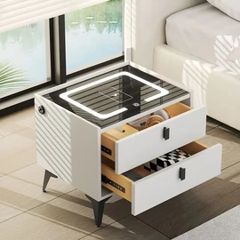 Okos éjjeliszekrény vezeték nélküli töltéssel — fehér  2 fiók GD320076-fh2