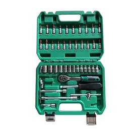 Dugókulcs és bitfej készlet racsnis hajtókarral – 46 részes szerszámkészlet DKK-RH46