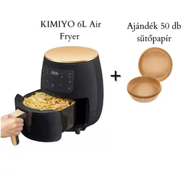 KIMIYO Air Fryer olaj nélküli sütő 2400W 6L + Air Fryer sütőpapír 50 db