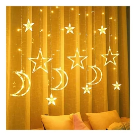 LED fényfüggöny csillag és hold formákkal – 2,5 m, 120 LED, melegfehér fény CH-9530