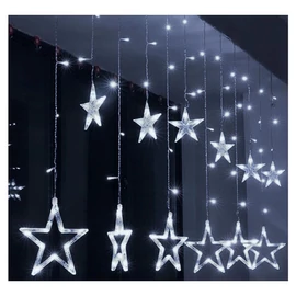 LED fényfüggöny csillag formákkal – 2,5 m, 120 LED, hidegfehér fény CH-9533