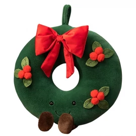 Karácsonyi koszorús díszpárna masnival – 45 × 40 cm PDS18