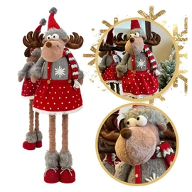 Karácsonyi rénszarvas teleszkópos lábakkal, plüss, 60–90 cm KSN202