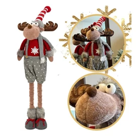 Karácsonyi rénszarvas teleszkópos lábakkal, plüss, 60–90 cm KSN203