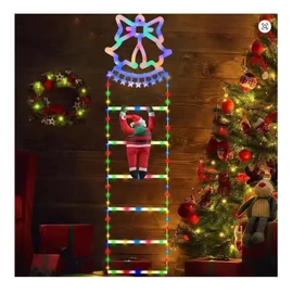 Mikulás dekoráció létrán, csengő díszítéssel T0420