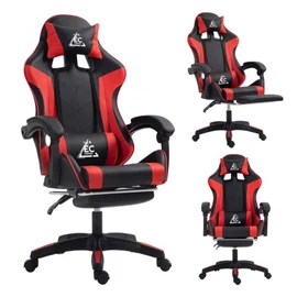EC GAMING forgószék lábtartóval és masszázspárnával – piros KO24CZE