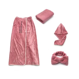 SPA Fürdőszett (Négyrészes) – Mikroszálas, Otthoni Kényeztetéshez – Rózsa Pink REC51WZ2