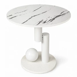Modern Márványmintás Dohányzóasztal – Geometrikus Fehér Kivitel STL28B