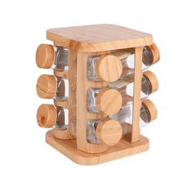 Luxus Forgatható Fűszertartó Állvány 12 Darabos Üveg Tárolóval (12 x 140 ml) 1008015