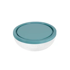 Bordázott Üveg Ételtároló és Kínáló Tál Műanyag Tetővel (1350 ml) 1008033