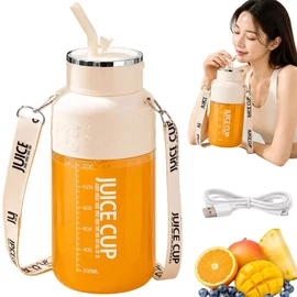 Hordozható, fehér 1200 ml USB turmixgép és kulacs 07558_B